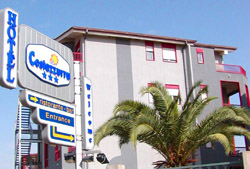 The faade of the hotel